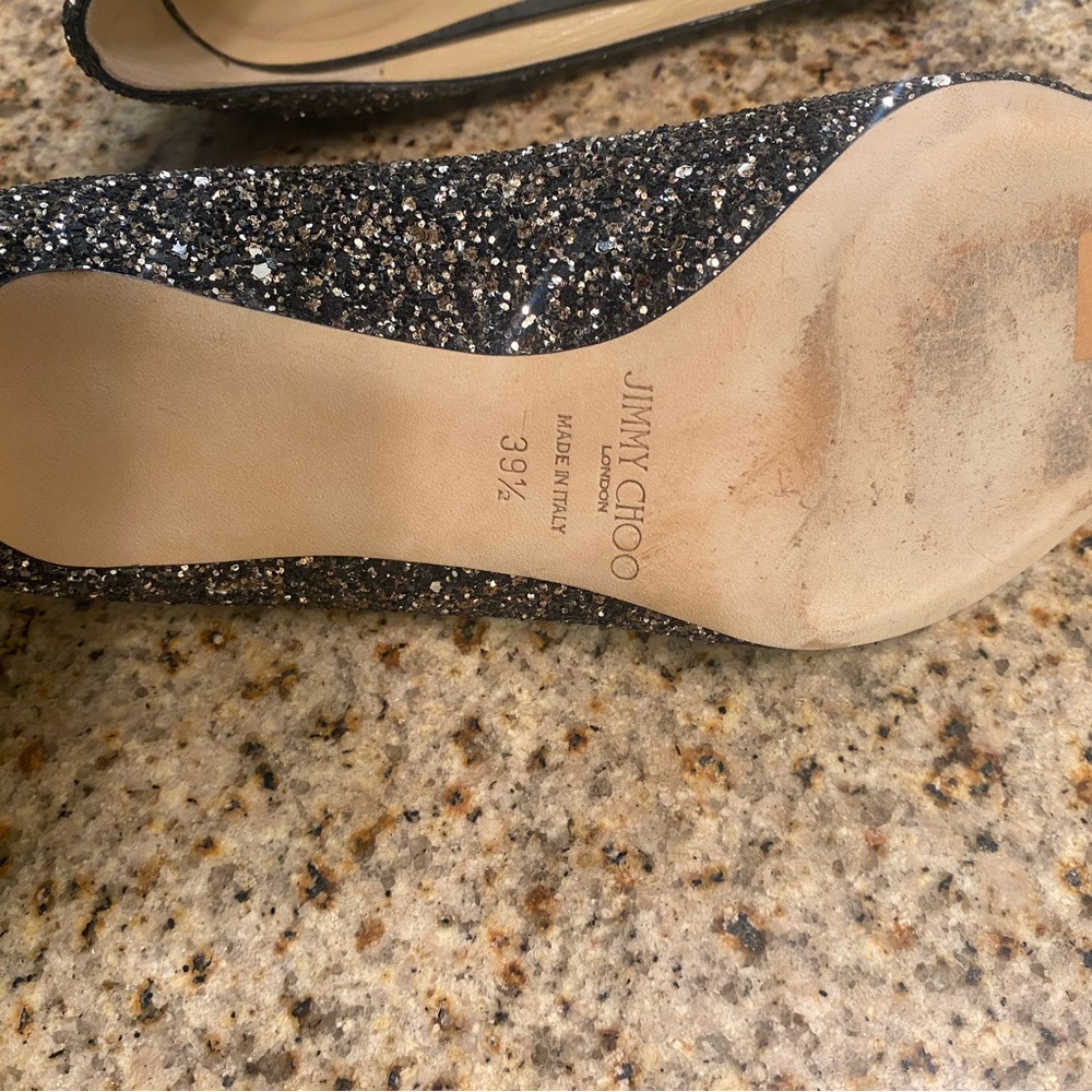 Jimmy Choo Black and Silver Glitter Heels - Picture 4 of 4